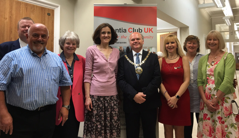 Trustee Anthony Cohen, Cllr Helena Hart, Theresa Villiers MP, Mayor of Barnet Cllr David Longstaff, Cllr Lisa Rutter Chairman of Dementia Club UK, Cllr Alison Cornelius & Mayoress Gillian Griffiths