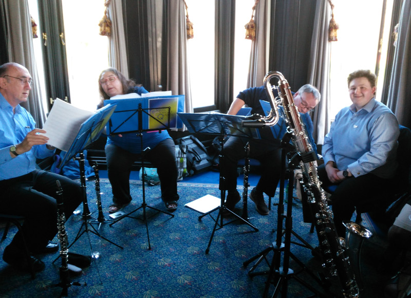 Ionian Quartet limbering up ready to play some excellent background music