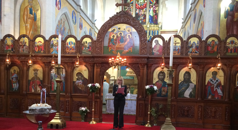 Lisa talks to the congregation of The Holy Cross & St Michael